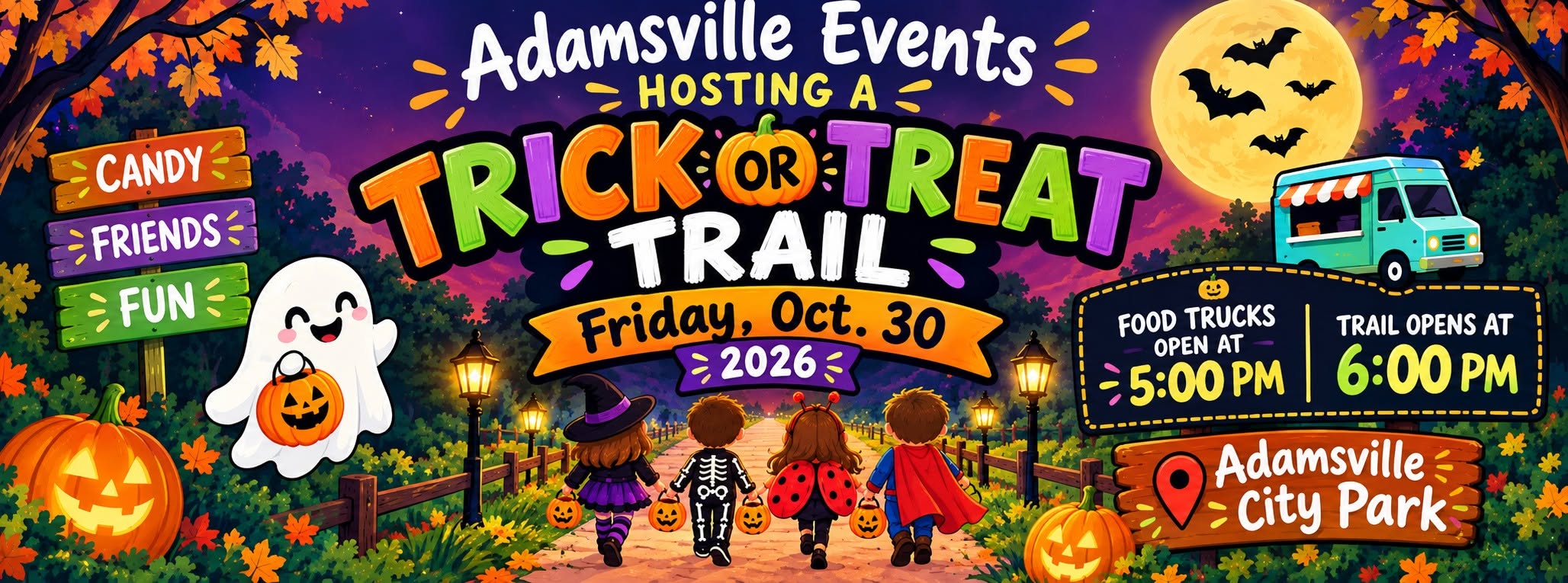 Adamsville's Trick or Treat Trail flyer